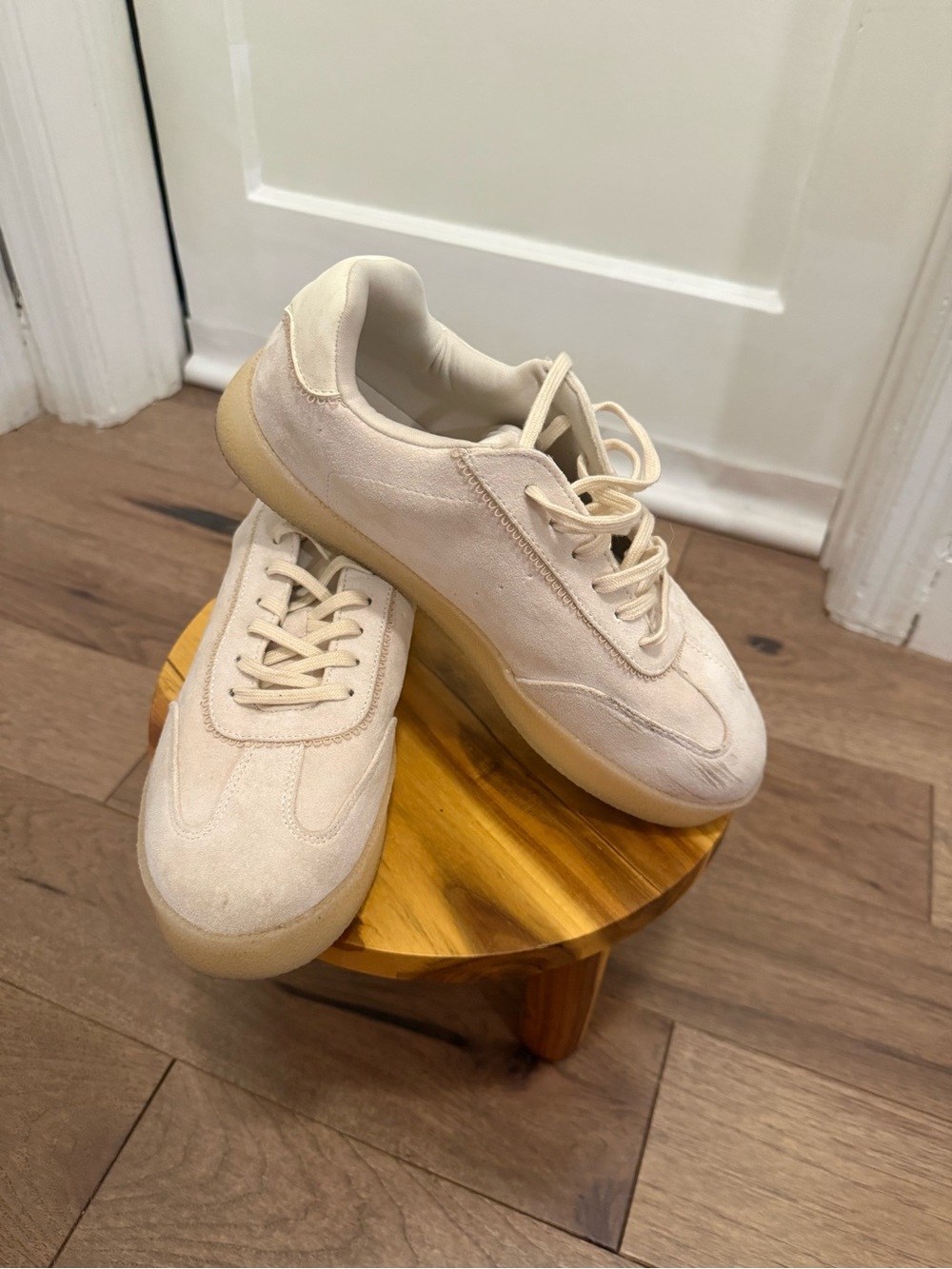 American Eagle Outfitters Cream Suede Sneakers